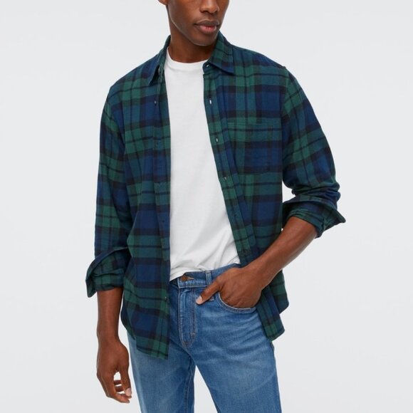 EUC‎ Men's J. CREW Classic Plaid Flannel "Black Watch Tartan" Shirt | Size M - Picture 1 of 11